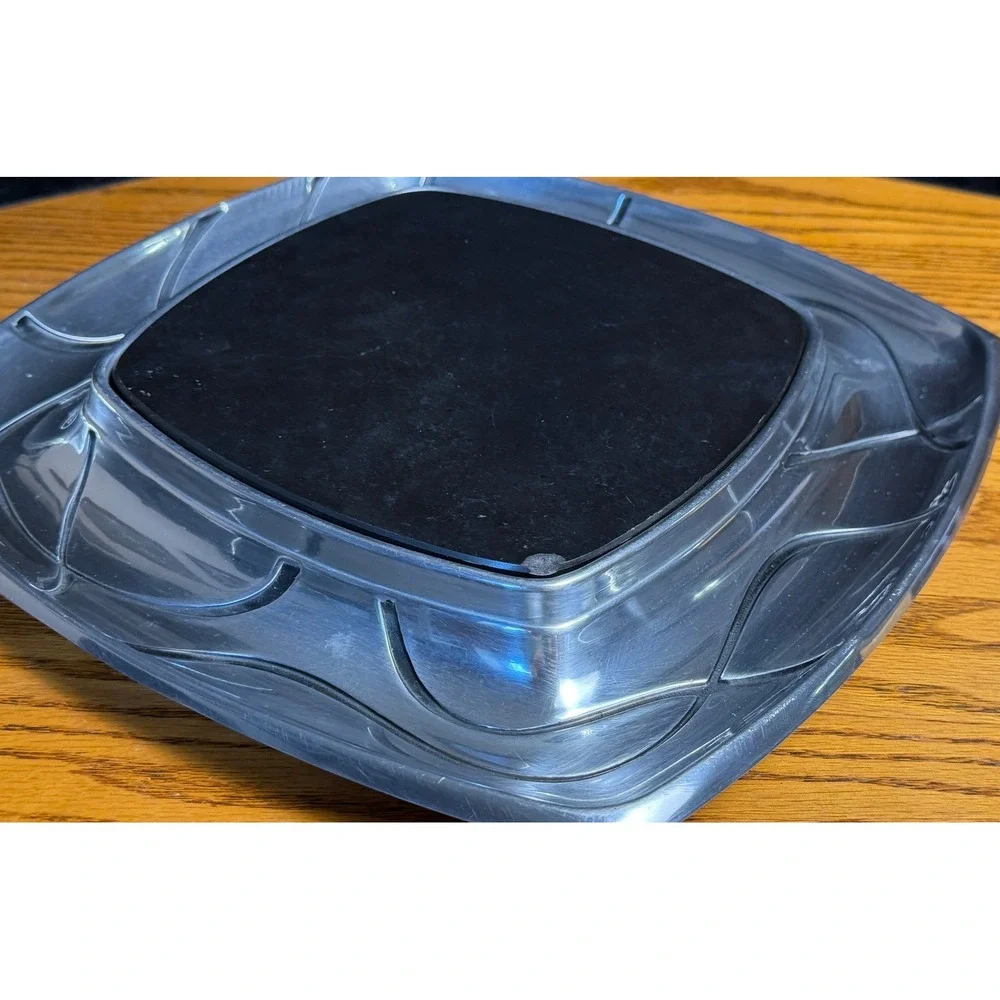 Lenox Metal and Stone Square Serving Tray Trivet: Two Piece Set, Silver/Black